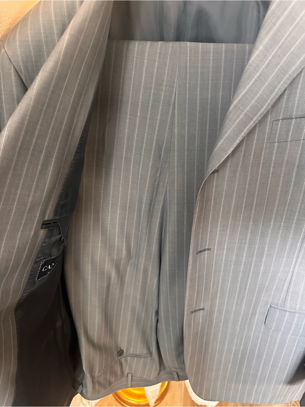 Canali Gray Pinstripe Single-Breasted Suit Jacket - Picture 2 of 2